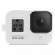 Силиконовый чехол з ремешком GoPro Sleeve + Lanyard для HERO8 Black, белый с камерой фронтальный вид