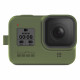 Силиконовый чехол з ремешком GoPro Sleeve + Lanyard для HERO8 Black, оливковый с камерой фронтальный вид