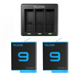 Комплект TELESIN - 2 батареї для GoPro HERO11, HERO10 та HERO9 Black + зарядний пристрій