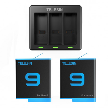 Комплект TELESIN - 2 батареї для GoPro HERO9 Black + зарядний пристрій