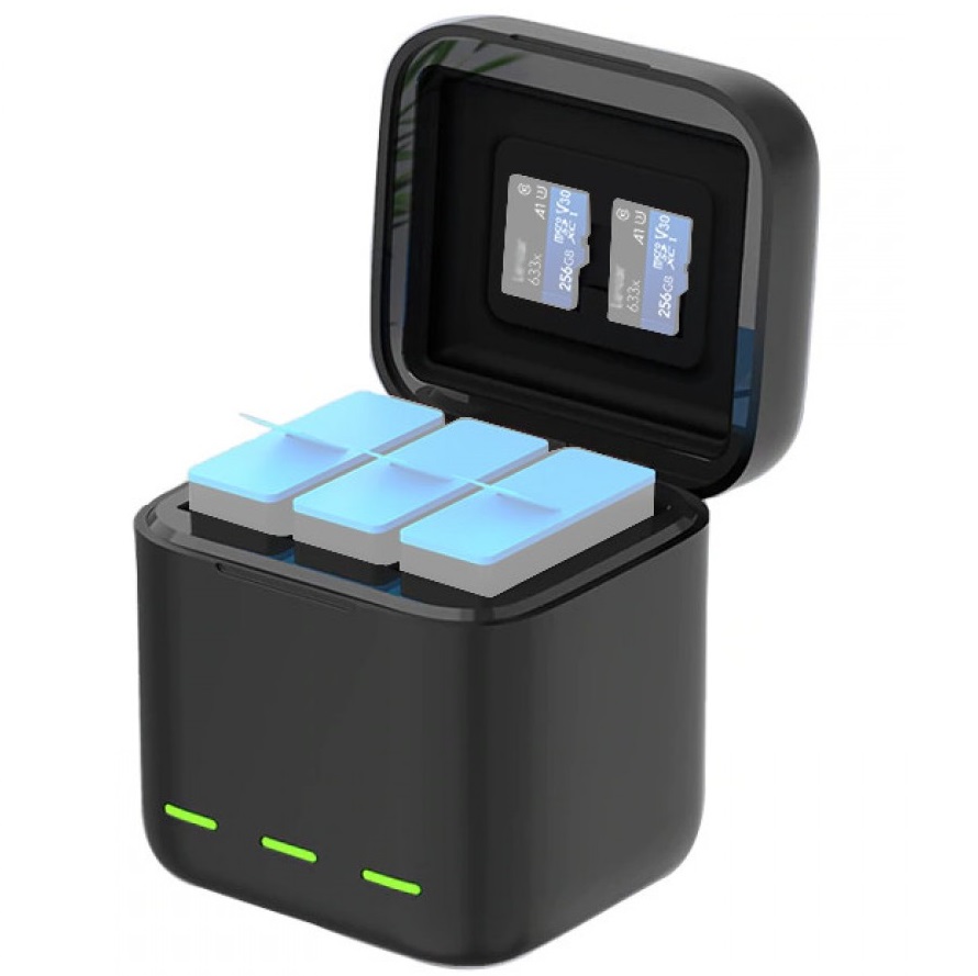 Зарядный бокс TELESIN для 3-х батарей GoPro HERO9 Black, общий план