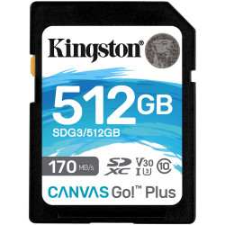Kingston Canvas Go Plus SDXC 512Gb C10, UHS-I, U3 Memory Card