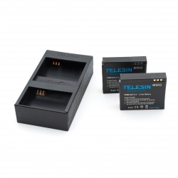 2 TELESIN batteries + dual USB charger for Xiaomi Yi Sport set
