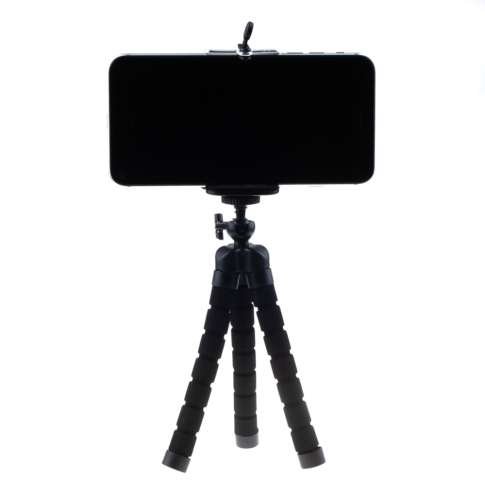 Tripod with phone holder black