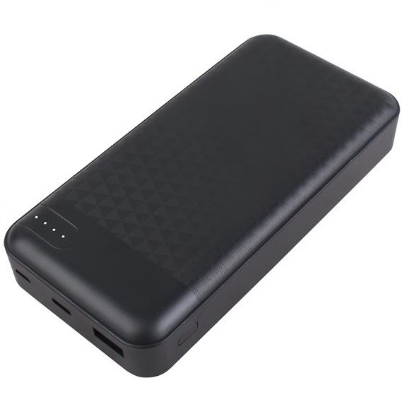 2Е power bank 20000 mAh, USB Type-C, MicroUSB, USB Type-А, black, main view
