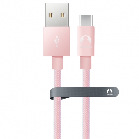 Кабель USB Type-C Snowkids 2.0м в оплётке (розовый)