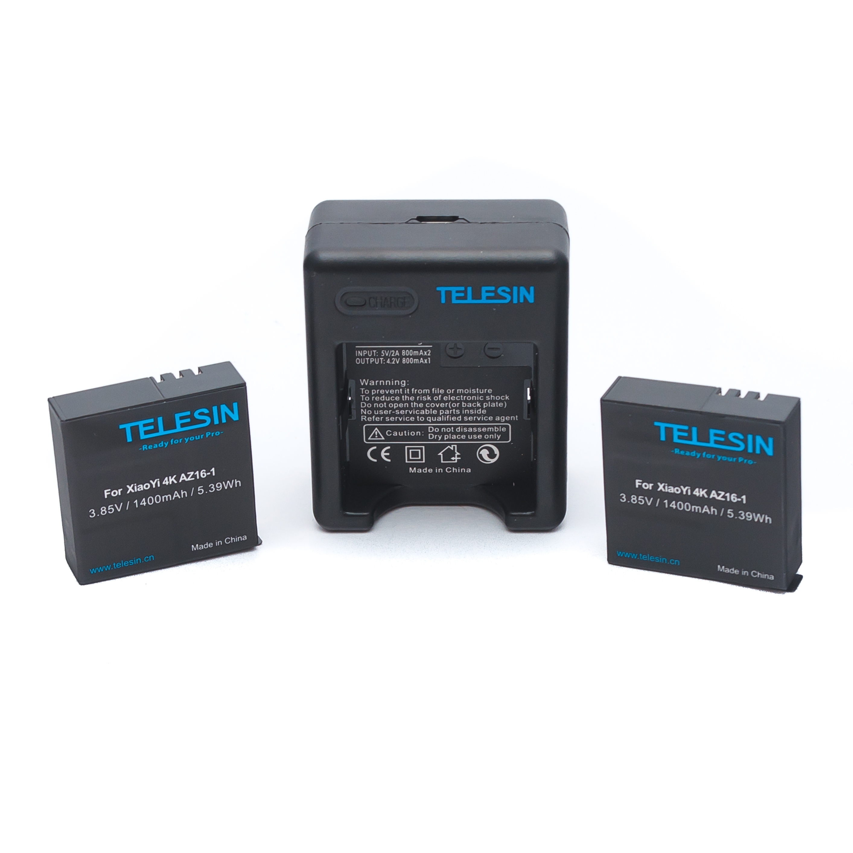 Комплект Telesin USB зарядка + 2 батареї для Xiaomi Yi 4К