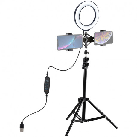 Puluz 6,2'' (16cm) Selfie LED Ring Light on a tripod 108cm, main view
