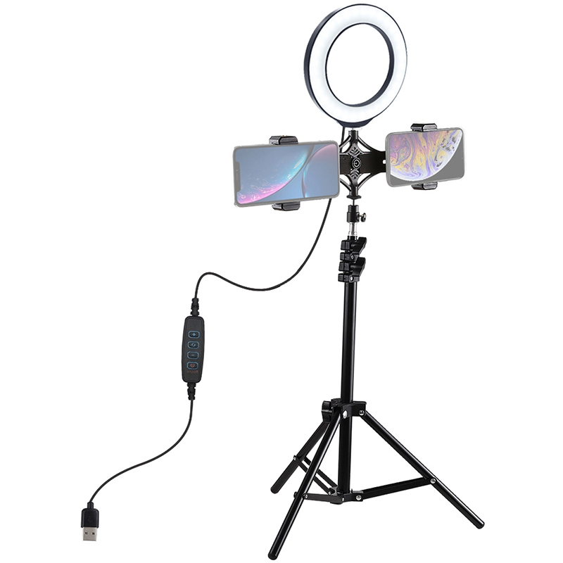 Puluz 6,2'' (16cm) Selfie LED Ring Light on a tripod 108cm, main view