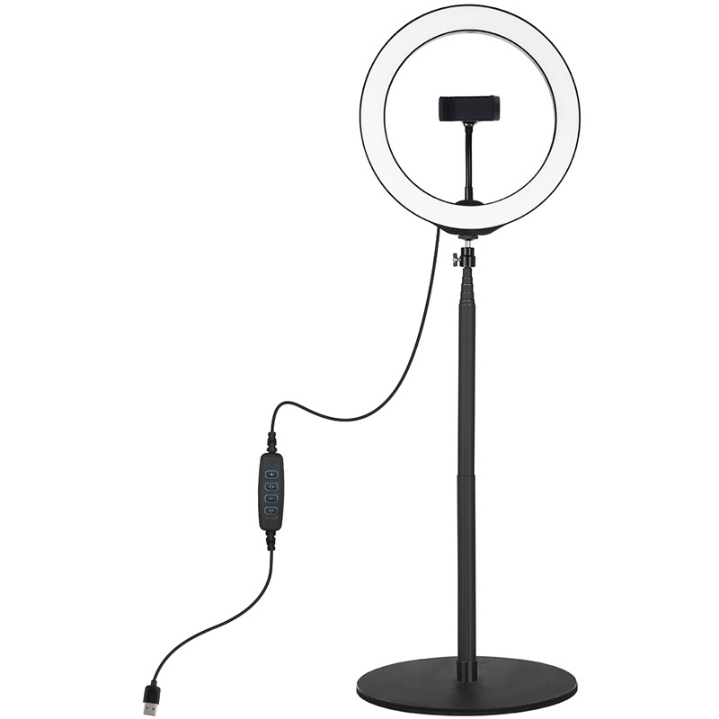 Кольцевая USB LED лампа Puluz 10,2'' (26 см) на настольном креплении 25,5-140,7 см, главный вид
