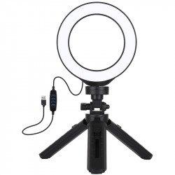 PULUZ 4,7'' (12cm) Selfie LED Ring Light on a table tripod 12-14,5cm