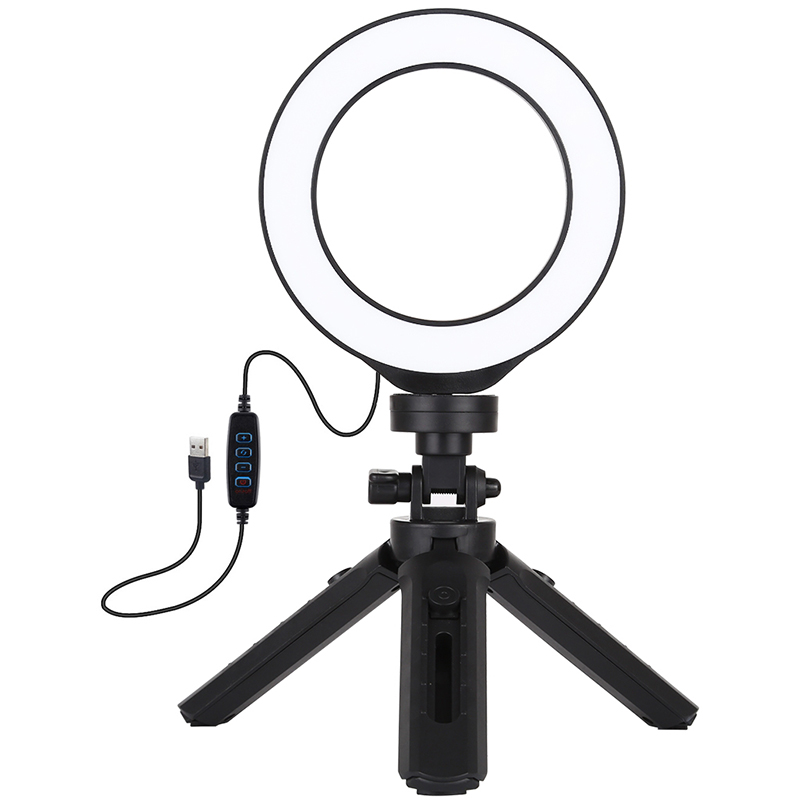 Кольцевая USB LED лампа Puluz 4,7'' (12 см) на настольном штативе 12-14,5 см, главный вид