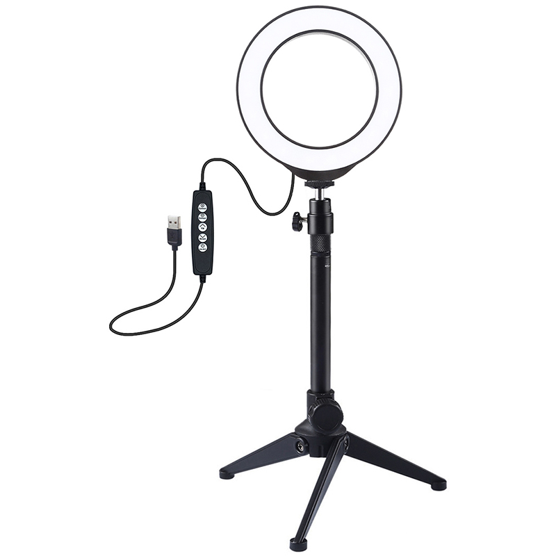 Кольцевая  RGBW USB LED лампа Puluz 4,7'' (12 см) на настольном штативе, главный вид