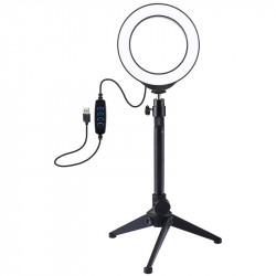 PULUZ 4,7'' (12cm) Selfie LED Ring Light on a table tripod