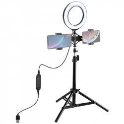 PULUZ 6,2'' (16cm) Selfie LED Ring Light on a tripod 38-66cm