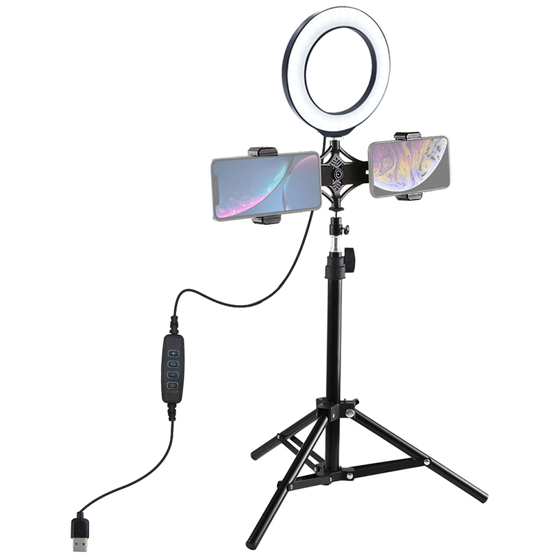 Кольцевая USB LED лампа Puluz 6,2'' (16 см) на штативе 38-66 см, главный вид