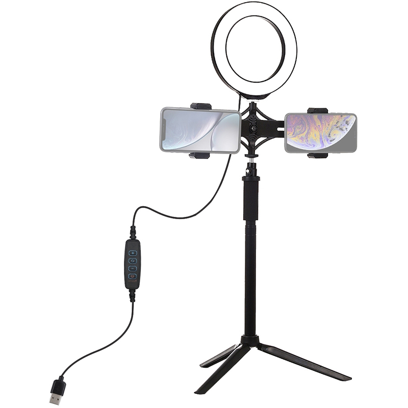 Кільцева USB LED лампа Puluz 16 см на штативі 41-56 см
