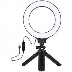 PULUZ 6,2'' (16cm) Selfie LED Ring Light on a table tripod 12-14,5cm