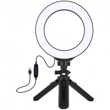 Puluz 6,2'' (16cm) Selfie LED Ring Light on a table tripod 12-14,5cm, main view