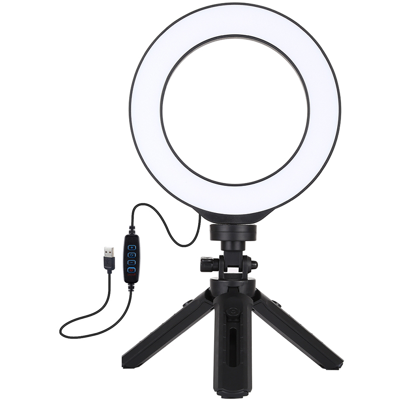 Кольцевая USB LED лампа Puluz 6,2'' (16 см) на настольном штативе 12-14,5 см, главный вид