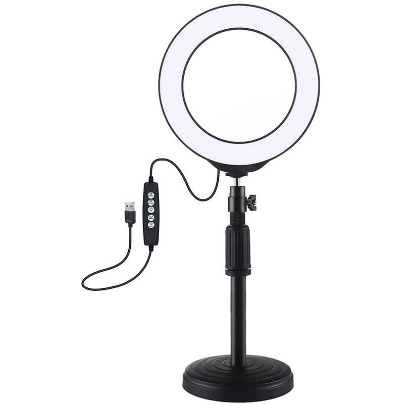 Кольцевая USB RGBW LED лампа Puluz 6,2'' (16 см) на настольном креплении 18-28 см, главный вид