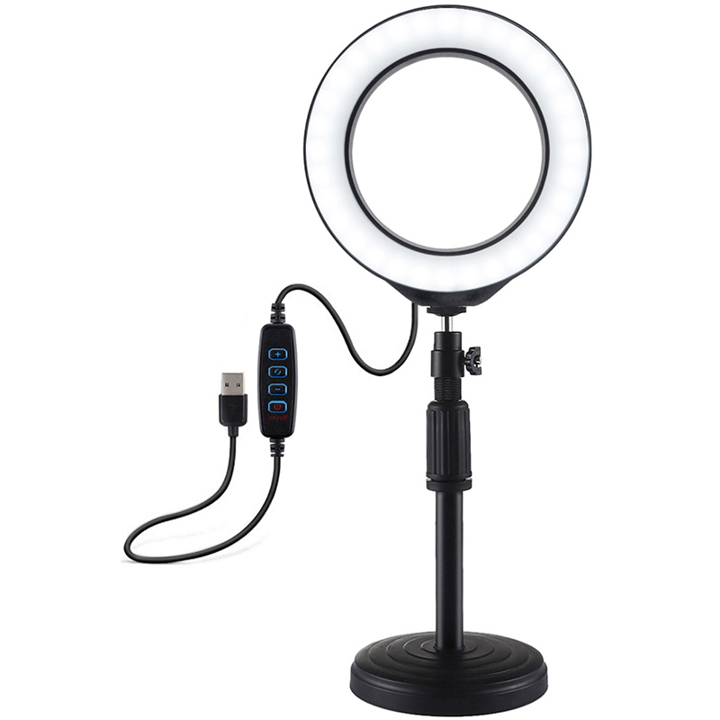 Кільцева USB LED лампа Puluz 16 см на настільному кріпленні 18-28 см