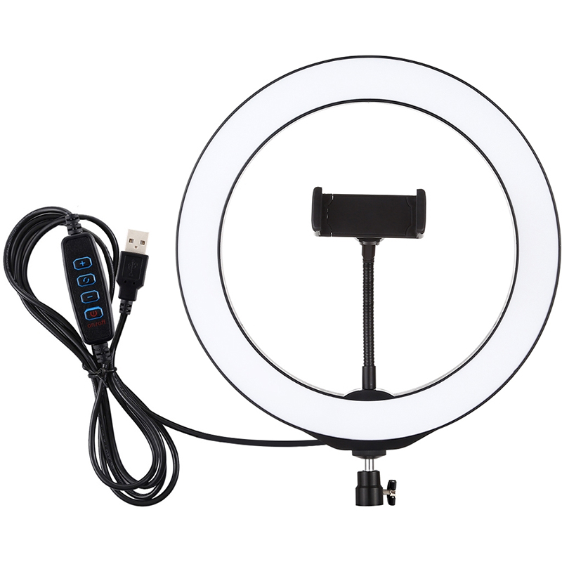 Кільцева USB LED лампа Puluz 26 см з кріпленням для телефона