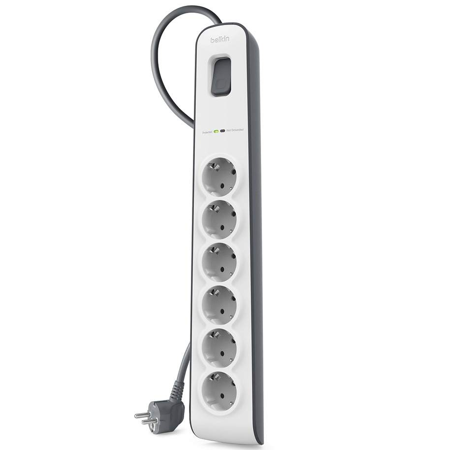 Мережевий фільтр Belkin із захистом від перенапруги, 6 розеток, 650 Дж, UL 500В, кабель 2 м