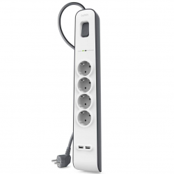 Belkin Surge Protector, 4 outlets, 2xUSB, 525 Joule, UL 500V, 2m cable