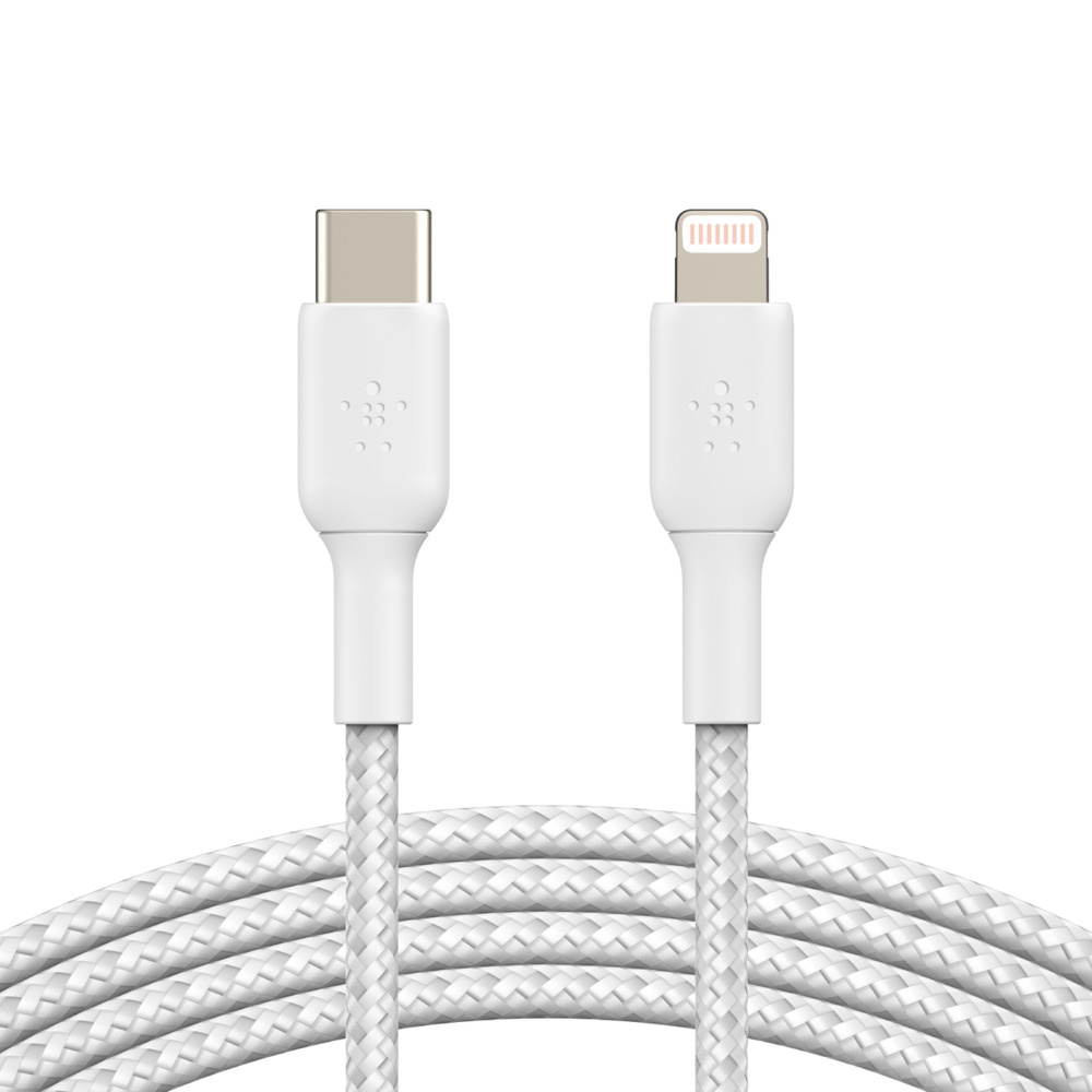 Кабель Belkin USB-С - Lightning, BRAIDED, 2 м, белый