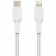 Belkin USB-С - Lightning, BRAIDED Cable, 2m, white frontal view