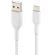 Belkin USB-A - USB-С, BRAIDED Cable, 2m, white close-up_2