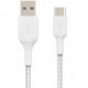 Belkin USB-A - USB-С, BRAIDED Cable, 2m, white frontal view