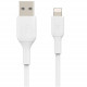 Belkin USB-A - Lightning, PVC Cable, 1m, white frontal view