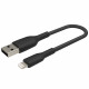 Кабель USB-A - Lightning, BRAIDED, 0,15 м, черный