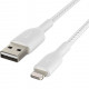 Кабель USB-A - Lightning, BRAIDED, 0,15 м, белый крупный план_1
