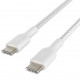 Belkin USB-С - USB-С, BRAIDED Cable, 1m, white close-up_1