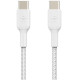 Belkin USB-С - USB-С, BRAIDED Cable, 1m, white frontal view