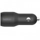 Belkin Car Charger 24W Dual USB-A, black, side view