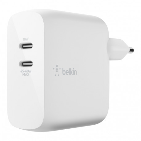 Belkin (60+18W) Dual GAN USB-С, white, main view