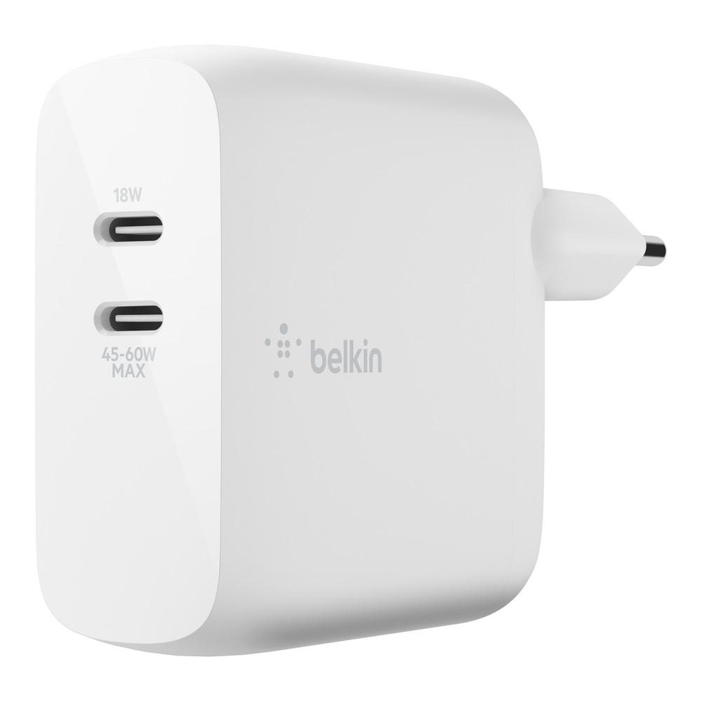 Сетевое зарядное устройство Belkin (60+18W) Dual GAN USB-С, white, главный вид