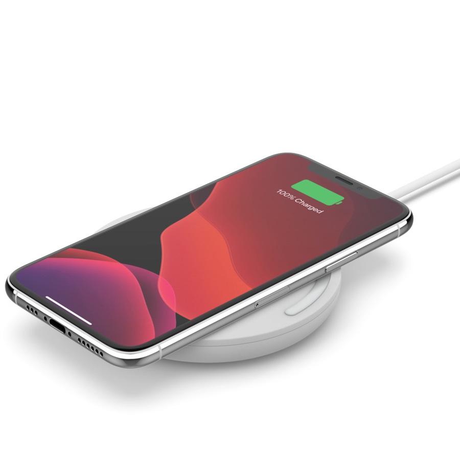 Беспроводное зарядное устройство Belkin Pad Wireless Charging Qi, 10W с адаптером питания, белое