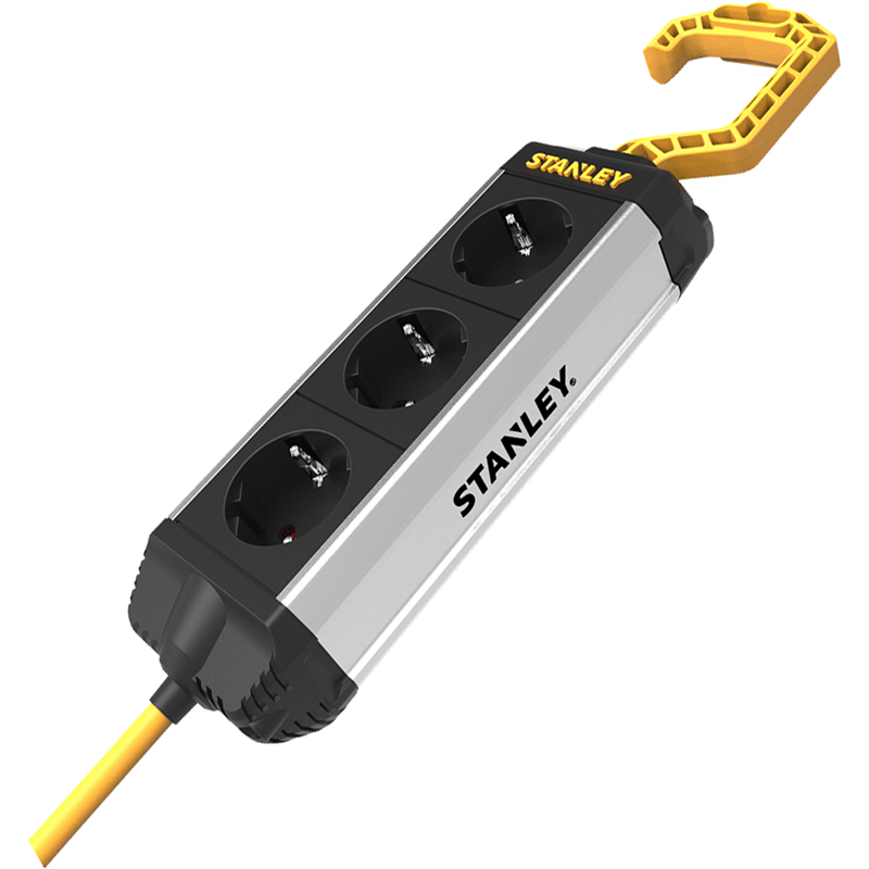 Stanley Surge protector 5 m, 3x1.5mm2, IP20, 3 sockets, aluminum