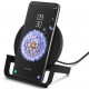 Беспроводное зарядное устройство Belkin Stand Wireless Charging Qi, 10W с адаптером питания, черное со смартфоном в вертикальном