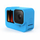 Силиконовый чехол AC Prof GP902 с ремешком для GoPro HERO9 Black, с камерой (голубой)