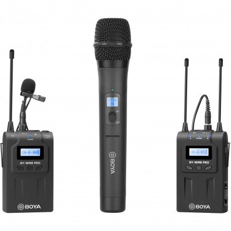Беспроводная УВЧ двухканальная микрофонная система Boya BY-WM8 Pro-K4 (микрофон+передатчик), главный вид