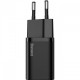 Сетевое зарядное устройство Baseus 20W Super Si USB-C TZCCSUP-B01, черное общий план_2