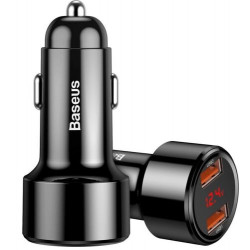 Автомобильное зарядное устройство Baseus Magic Series Digital Display Dual QC45W CCMLC20A-01, черное