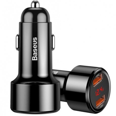 Автомобильное зарядное устройство Baseus Magic Series Digital Display Dual QC45W CCMLC20A-01, черное, главный вид