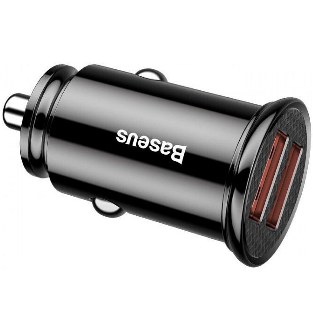 Автомобільний зарядний пристрій Baseus Circular Plastic Dual USB QC3.0 30W CCALL-YD01, чорний